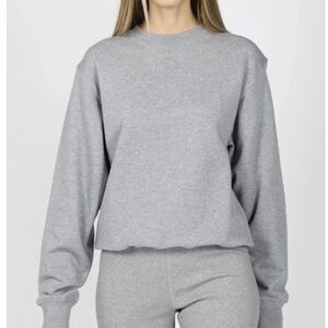 Brunette the Label Light Grey Crew Neck Cotton Sweatshirt Size M/L